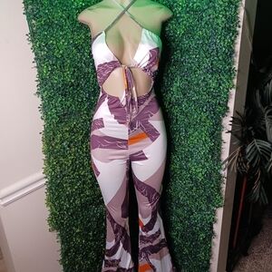 White/Orange/Cream Jumpsuit